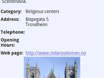 The app lets people create or edit places and itineraries in a city, and the new prototype includes three examples for Trondheim: one for tourists, one for people interested in architecture, and one for visitors interested in sculptures. (Photo: SINTEF) The app lets people create or edit places and itineraries in a city, and the new prototype includes three examples for Trondheim: one for tourists, one for people interested in architecture, and one for visitors interested in sculptures. (Photo: SINTEF)