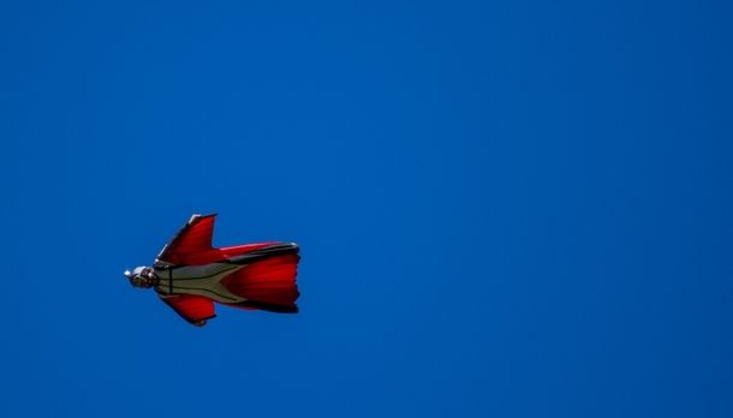 A base jumper soars through the sky during the Extreme Sport Festival in Voss in western Norway. (Photo: Einar Såkvitne) A base jumper soars through the sky during the Extreme Sport Festival in Voss in western Norway. (Photo: Einar Såkvitne)