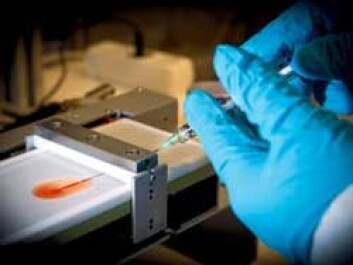 Nanogold medication must be able to be taken up by the body’s cells. Here, a researcher investigates how well the nanogold interacts with the outside of a cell. (Photo: Ole Morten Melgård)
Nanogold medication must be able to be taken up by the body’s cells. Here, a researcher investigates how well the nanogold interacts with the outside of a cell. (Photo: Ole Morten Melgård)