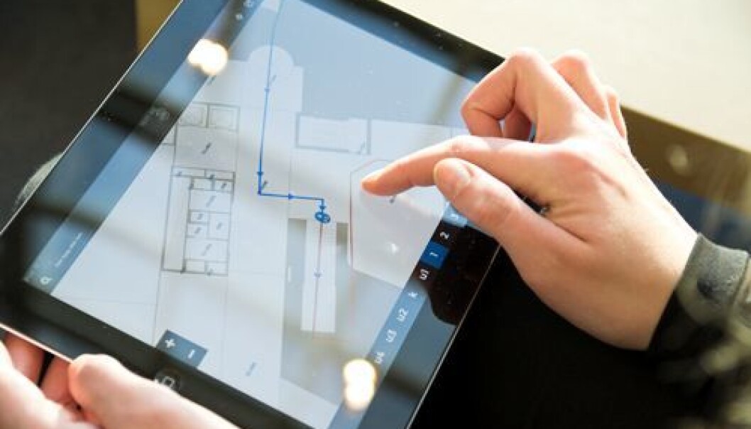 The CampusGuide app pinpoints positions inside a building, displaying a map with the room the user is in and the floor the room is on. (Photo: Thomas Keilman) The CampusGuide app pinpoints positions inside a building, displaying a map with the room the user is in and the floor the room is on. (Photo: Thomas Keilman)