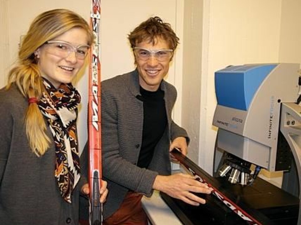 Master’s student Nora Holst Haaland and doctoral fellow Felix Breitschädel are contributing to Norway’s Olympic success. (Photo: Claude R. Olsen)