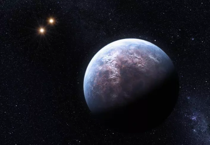 High Accuracy Radial Velocity Planet Searcher (HARPS), i ESO’s 3,6-meters telescope, har funnet hele 32 eksoplaneter. En av dem kretser rundt stjernen Gliese 667 C, som hører til i et system med tre soler. Planeten har seks ganger massen til jorda, og subber lavt over stjernen sin - bare 1/20 av avstanden mellom jorda og sola. (Illustrasjon: ESO/L. Calçada) (Foto: (Illustrasjon: ESO/L. Calçada))