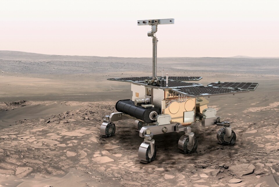 Roveren til ExoMars skal lete etter vann og liv på Mars ved hjelp av blant annet en norsk-designet georadar. (Foto: (Illustrasjon: ESA))