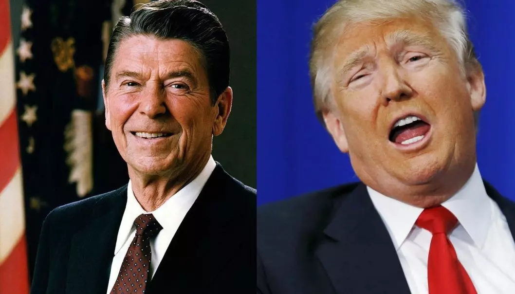 Det er vanlig at republikanske presidentkandidater sammenligner seg med Reagan. Han blir sett på som en sterk leder, og Trump håper å bli det samme, skriver kronikkforfatteren. (Foto: Wikimedia Commons/Scanpix)