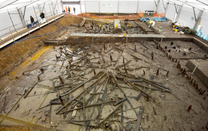Dette var en gruppe trehus som falt i elven for rundt 3000 år siden. Det er her hjulet ble funnet. (Foto: David Parker/Solo Syndication/NTB Scanpix) Dette var en gruppe trehus som falt i elven for rundt 3000 år siden. Det er her hjulet ble funnet. (Foto: David Parker/Solo Syndication/NTB Scanpix)