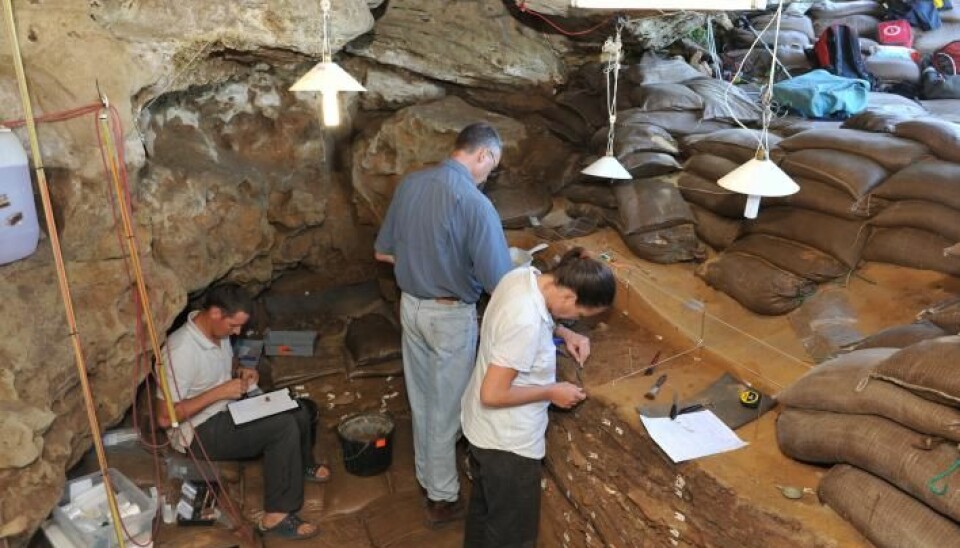 Research team at University of Bergen keep making discoveries about how the origins of life may influence future climate predictions. This photo shows researchers working in Blombos Cave in South Africa. (Photo: UiB/TRACSYMBOLS)