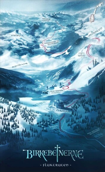 Her gikk Birkebeinernes ferd med kongssønnen i januar 1206. KLIKK for stort bilde. (Foto: (Illustrasjon: Fra Paradox Film)) Her gikk Birkebeinernes ferd med kongssønnen i januar 1206. KLIKK for stort bilde. (Foto: (Illustrasjon: Fra Paradox Film))