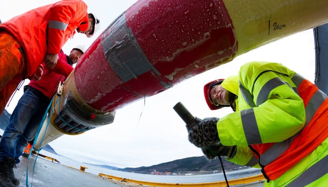 At Orkanger, 250 metres of pipe will be deployed in the sea for testing. (Photo: SINTEF) At Orkanger, 250 metres of pipe will be deployed in the sea for testing. (Photo: SINTEF)