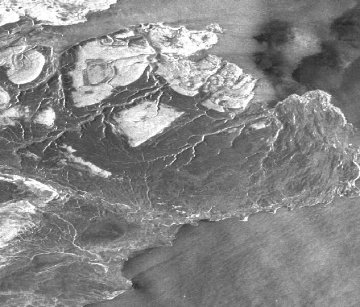 Radarbildet som ble tatt da satellitten Sentinel-1A passerte over Øst-Finnmark på morgenkvisten 27. januar. (Bilde: Copernicus Sentinel data 2016/ ESA). Radarbildet som ble tatt da satellitten Sentinel-1A passerte over Øst-Finnmark på morgenkvisten 27. januar. (Bilde: Copernicus Sentinel data 2016/ ESA).