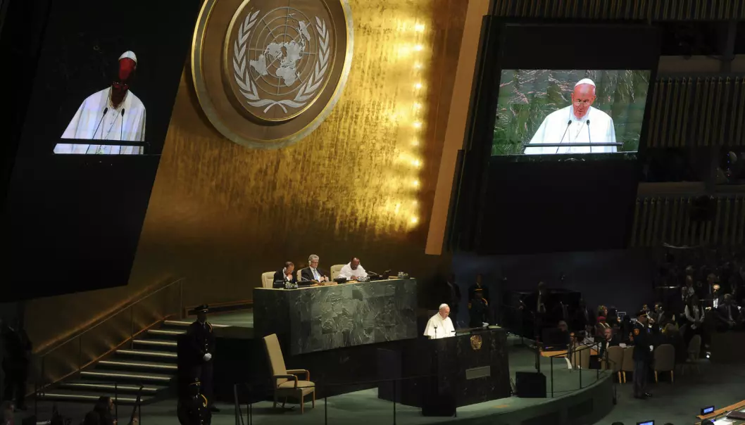 Pave Frans taler til FN, 25. september 2015. (Foto: DPA / NTB Scanpix)
