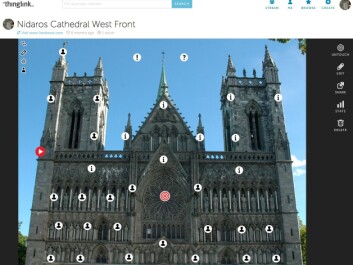 This picture is from an app developed in the project. Behind every dot there are a variety of pictures, stories, musicfiles or small videoclips. (Photo: SINTEF) This picture is from an app developed in the project. Behind every dot there are a variety of pictures, stories, musicfiles or small videoclips. (Photo: SINTEF)
