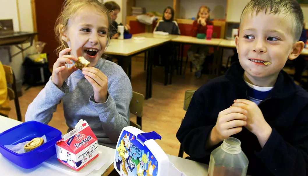 The pupils in Norwegian schools have less time to eat.  (Photo: Ole Åsheim, Samfoto)