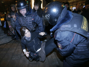 Pussy Riot member Tolokonnikova is detained by police at a protest in central Moscow. (Photo: Maxim Shemetov, Reuters) Pussy Riot member Tolokonnikova is detained by police at a protest in central Moscow. (Photo: Maxim Shemetov, Reuters)