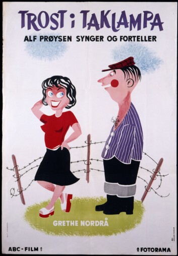Filmplakat fra <em>Trost i taklampa</em>. (Foto: (Fotorettigheter: Øistein Borge/Nasjonalbiblioteket)) Filmplakat fra <em>Trost i taklampa</em>. (Foto: (Fotorettigheter: Øistein Borge/Nasjonalbiblioteket))