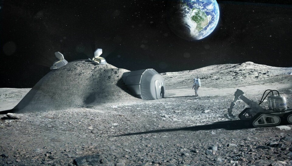 ESA annonserte før jul planer om å bygge en landsby på Månen innen 2030. (Illustrasjon: ESA, Foster + Partners, NTB Scanpix)