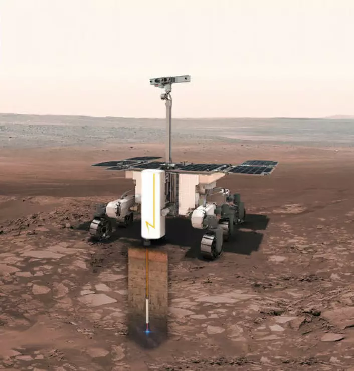 Rover med plasmabor leter etter flytende vann og mikrobielt liv under overflaten på Mars. (Foto: Zaptec/ESA)