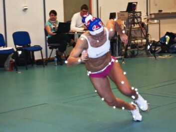 The researchers registered Melissas movements by using biomechanical markers. (Photo: Agnethe Nilstad) The researchers registered Melissas movements by using biomechanical markers. (Photo: Agnethe Nilstad)