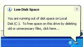 Denne advarselen popper opp i Windows hvis harddisken har lite ledig plass. Men din egen harddisk – hjernen – får aldri det problemet. 