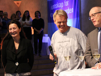 The Mosers with NTNU Rector Gunnar Bovim at a celebration hosted by the university after the Nobel Prize was announced. (Photo: Nancy Bazilchuk, NTNU) The Mosers with NTNU Rector Gunnar Bovim at a celebration hosted by the university after the Nobel Prize was announced. (Photo: Nancy Bazilchuk, NTNU)