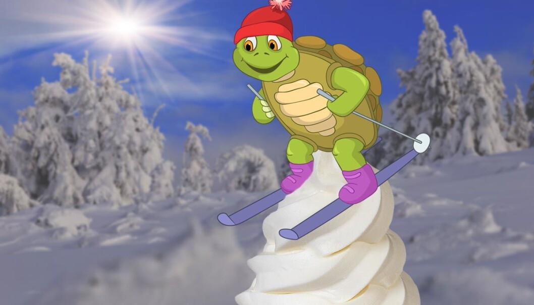 Når ski glir langsomt framover, dannes myk is under skien, viser beregninger gjort av den tyske forskeren Bo Persson. Fenomenet skyldes en uendelig sløyfe av smelting og frysing som gjensidig motvirker hverandre. (Illustrasjon: www.colourbox.no, bearbeidet av forskning.no) Når ski glir langsomt framover, dannes myk is under skien, viser beregninger gjort av den tyske forskeren Bo Persson. Fenomenet skyldes en uendelig sløyfe av smelting og frysing som gjensidig motvirker hverandre. (Illustrasjon: www.colourbox.no, bearbeidet av forskning.no)