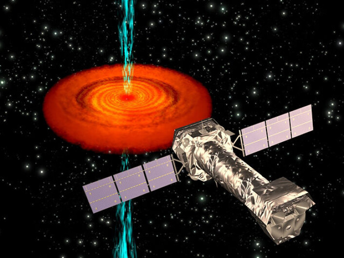Det europeiske røntgenteleskopet XMM-Newton er det sterkeste røntgenteleskopet som er bygget. Det ble skutt opp i 1999. Her observerer XMM-Newton et supermassivt svart hull. (Foto: ESA/P. Carreau) Det europeiske røntgenteleskopet XMM-Newton er det sterkeste røntgenteleskopet som er bygget. Det ble skutt opp i 1999. Her observerer XMM-Newton et supermassivt svart hull. (Foto: ESA/P. Carreau)