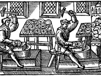 A coin workshop in the mid 1500s, as is shown in the Swedish-Italian archbishop Olaus Magnus’s great work, “History of the Nordic peoples” (1555). A coin workshop in the mid 1500s, as is shown in the Swedish-Italian archbishop Olaus Magnus’s great work, “History of the Nordic peoples” (1555).