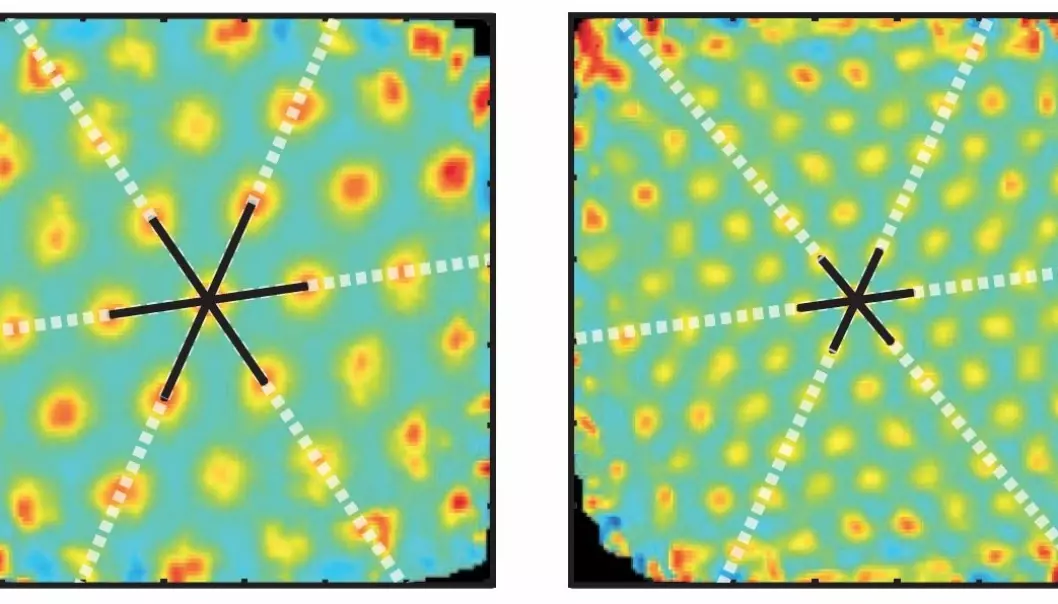 hese recordings are what led to the discovery of how the brain aligns its internal maps with the external environment. The colours indicate the activity of each cell at the different locations. Red indicates high activity and blue low activity. The main axes of the grid pattern are highlighted by black and white lines. (Illustration: Tor Stensola)
