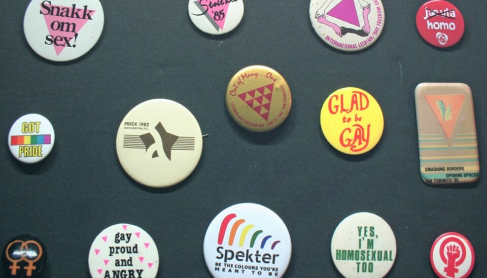 The Queer Archive does not only contain written documents and sound recordings. It also contains objects such as Kim Friele’s buttons. (Photo: Ida Irene Bergstrøm)