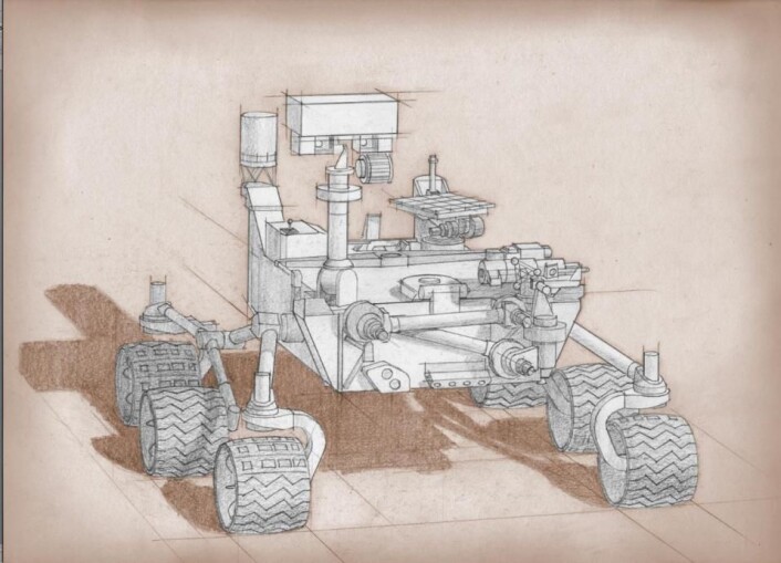 En skisse av Nasas nye rover Mars2020, som er basert på Curiosity som landet på Mars i 2012. (Foto: (Grafikk: Nasa/JPL-Caltech)) En skisse av Nasas nye rover Mars2020, som er basert på Curiosity som landet på Mars i 2012. (Foto: (Grafikk: Nasa/JPL-Caltech))