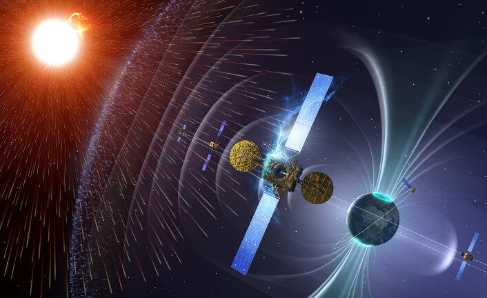Dårlig romvær kan slå ut satellitter og annen teknologi i bane, og til og med skade elektrisk infrastruktur på bakken. ESAs program Space Situational Awareness varsler romværet. (Foto: ESA/P.Carril) Dårlig romvær kan slå ut satellitter og annen teknologi i bane, og til og med skade elektrisk infrastruktur på bakken. ESAs program Space Situational Awareness varsler romværet. (Foto: ESA/P.Carril)