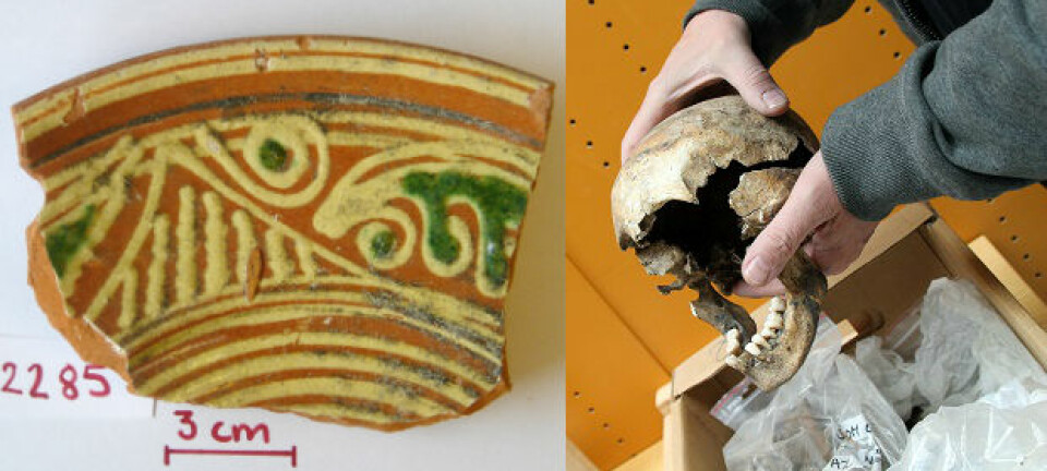 Det glasert keramikk som dette som var skyld i at rike middelaldermenneskene var mer utsatt for bly enn de fattige. Den dyre keramikken var nemlig et statussymbol  (Foto: Kaare Lund Rasmussen og Birgitte Svennevig)