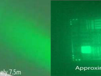 Detail of the first prototype camera showing the aperture from which a laser beam is emitted (right). The camera aperture is shown on the left. (Photo: SINTEF) Detail of the first prototype camera showing the aperture from which a laser beam is emitted (right). The camera aperture is shown on the left. (Photo: SINTEF)