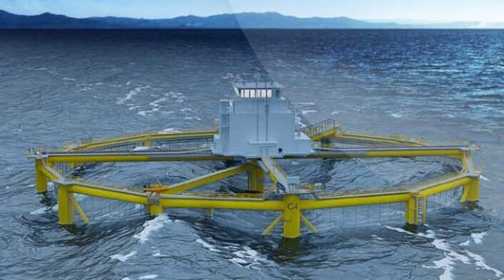 Salmar på Frøya ble nevnt da Siv Jensen holdt om statsbudsjettet som et eksempel på en bedrift som har brukt teknisk kompetanse fra offshore oljeteknologi til nyvinning fiskeoppdrettsnæringen. Bildet er fra et havbasert oppdrettsanlegg datterbedriften Ocean Farming har forsket fram med støtte fra Innovasjon Norge. (Foto: (Skjermdump: Ocean Farming AS)) Salmar på Frøya ble nevnt da Siv Jensen holdt om statsbudsjettet som et eksempel på en bedrift som har brukt teknisk kompetanse fra offshore oljeteknologi til nyvinning fiskeoppdrettsnæringen. Bildet er fra et havbasert oppdrettsanlegg datterbedriften Ocean Farming har forsket fram med støtte fra Innovasjon Norge. (Foto: (Skjermdump: Ocean Farming AS))