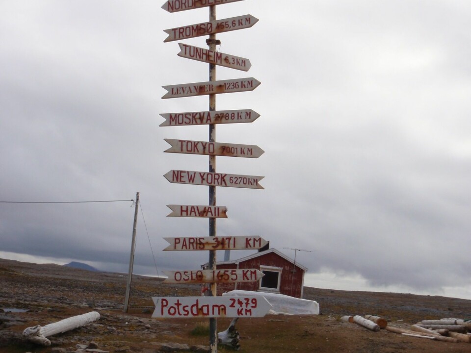 The iconic Bear Island-sign. (Photo: Kate Hawley, NIVA)