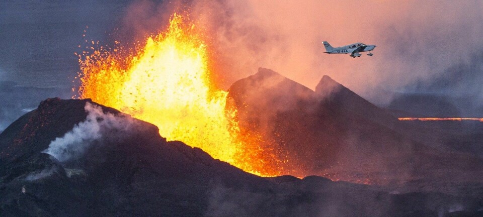 Bárðarbungas utbrudd i 2014 førte til et enormt utslipp av svoveldioksid.  (Foto: Bernard Meric, AFP)