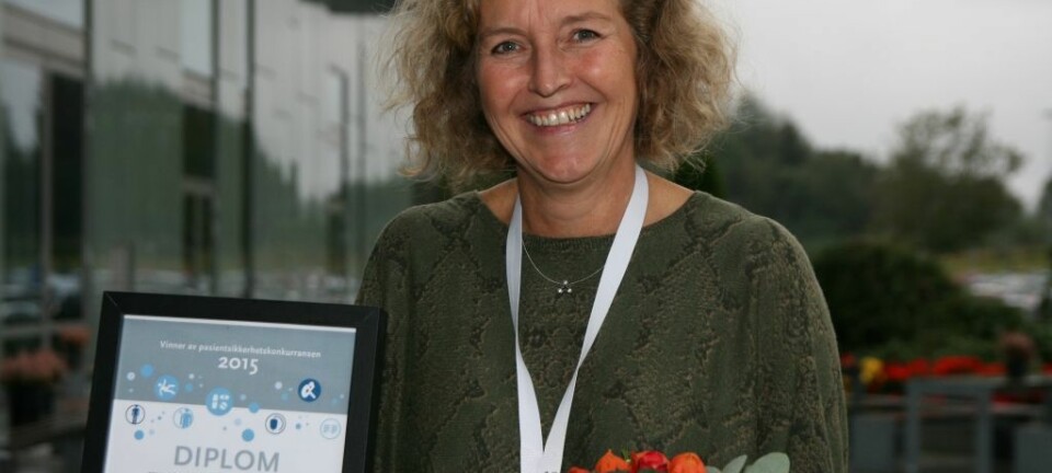 Hanne Kähler fra patologisk avdeling ved Oslo universitetssykehus vant den nasjonale konkurransen i pasientsikkerhet. (Foto: Kristin Sandby, Kunnskapssenteret)