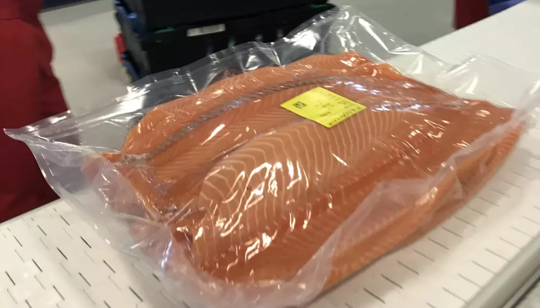 Nofima researchers have developed a thinner plastic film for use in the seafood industry, which reduces plastic use in big batches of seafood by 10 per cent. (Photo: Author Provided)