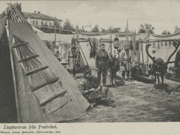 "Travelling cultural outreach: Sami men from Frostviken (individuals unknown)." (Photo: Tromsø Museum) "Travelling cultural outreach: Sami men from Frostviken (individuals unknown)." (Photo: Tromsø Museum)