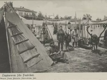 "Travelling cultural outreach: Sami men from Frostviken (individuals unknown)." (Photo: Tromsø Museum)