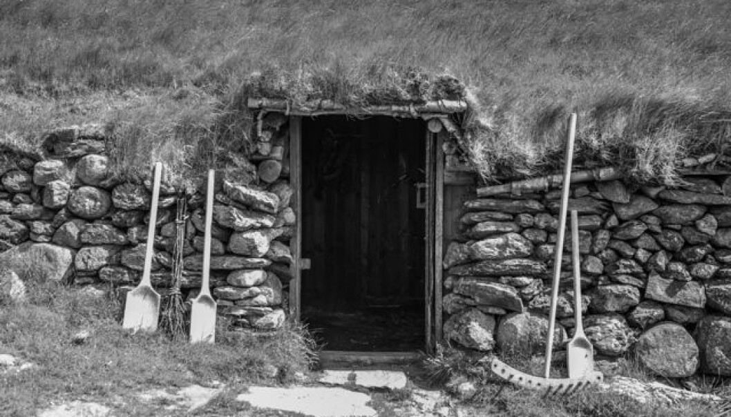 Inngangspartiet i det rekonstruerte jernalderhuset på Ullandhaug i Stavanger. (Foto: Marianne Hem Eriksen) Inngangspartiet i det rekonstruerte jernalderhuset på Ullandhaug i Stavanger. (Foto: Marianne Hem Eriksen)