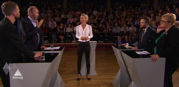 I skoledebatten trekkes ofte forskning inn, senest under NRKs valgsending i Trondheim. (Foto: NRK nett-tv) I skoledebatten trekkes ofte forskning inn, senest under NRKs valgsending i Trondheim. (Foto: NRK nett-tv)