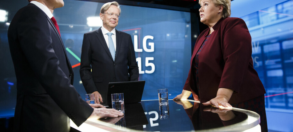 Valgkampens hovedmotstandere Ap-leder Jonas Gahr Støre og statsminister Erna Solberg (H) er uenige om det meste og tyr gjerne «forskning viser»-argumenter for å bygge opp under egne argumenter.  (Foto: Berit Roald, NTB scanpix)