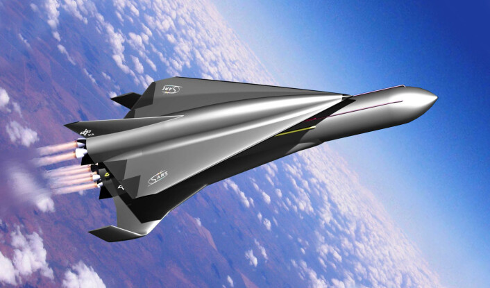 SpaceLiner vil starte vertikalt på ryggen av en ubemannet bærerakett, slik som den amerikanske romfergen. Modellen som her er illustrert, skal kunne frakte et mannskap på to og 50 passasjerer. (Foto: (Illustrasjon: Deutsches Zentrum für Luft- und Raumfahrt, Creative Commons Attribution-Share Alike 3.0 Unported, modifisert for breddeformat av forskning.no)) SpaceLiner vil starte vertikalt på ryggen av en ubemannet bærerakett, slik som den amerikanske romfergen. Modellen som her er illustrert, skal kunne frakte et mannskap på to og 50 passasjerer. (Foto: (Illustrasjon: Deutsches Zentrum für Luft- und Raumfahrt, Creative Commons Attribution-Share Alike 3.0 Unported, modifisert for breddeformat av forskning.no))