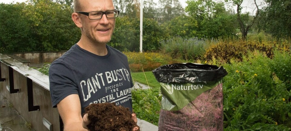 Forsker Erik Joner i NIBIO advarer mot å bruke opp landets torvressurser til potteplanter og til å forbedre jorda i landets mange privathager. (Foto: Erling Fløistad)
