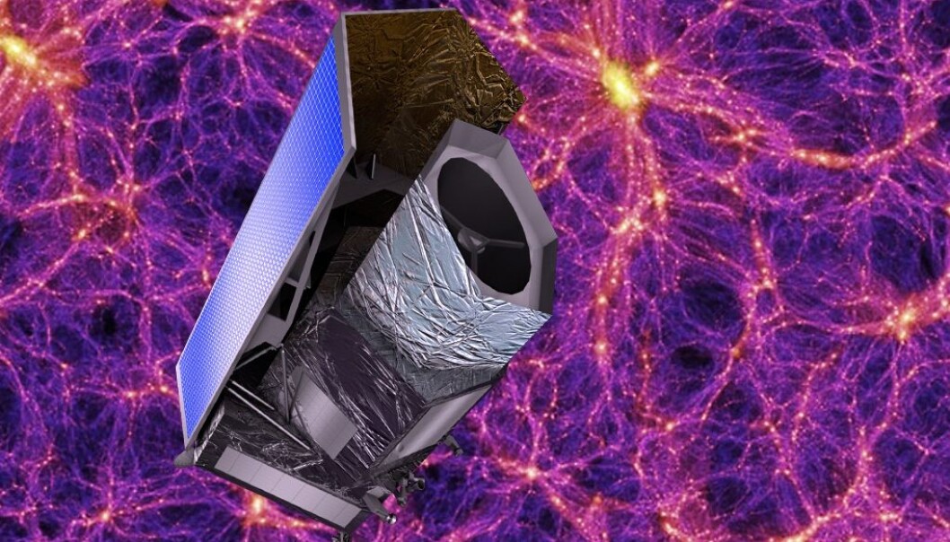Når den europeiske romfartsorganisasjonen ESA skyter opp romteleskopet Euclid om fem år, har astrofysikerne store forhåpninger om å avkle noen av hemmelighetene til mørk materie og mørk energi. (Illustrasjon: ESA) Når den europeiske romfartsorganisasjonen ESA skyter opp romteleskopet Euclid om fem år, har astrofysikerne store forhåpninger om å avkle noen av hemmelighetene til mørk materie og mørk energi. (Illustrasjon: ESA)