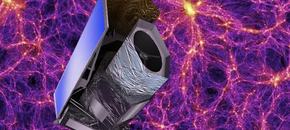 Når den europeiske romfartsorganisasjonen ESA skyter opp romteleskopet Euclid om fem år, har astrofysikerne store forhåpninger om å avkle noen av hemmelighetene til mørk materie og mørk energi. (Illustrasjon: ESA)
