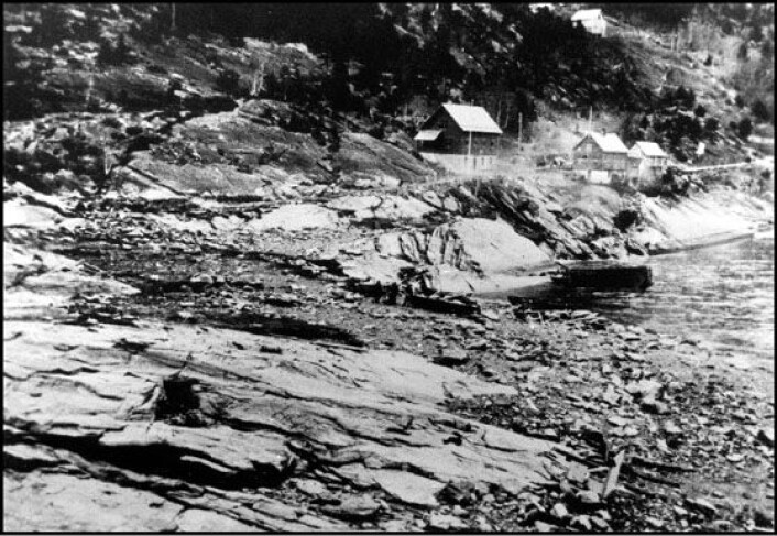 Fjøra i Tafjord i Møre og Romsdal etter det store fjellskredet som krevde 40 menneskeliv i 1934. (Foto: (Foto fra boka Dommedagsfjellet av Astor Furseth)) Fjøra i Tafjord i Møre og Romsdal etter det store fjellskredet som krevde 40 menneskeliv i 1934. (Foto: (Foto fra boka Dommedagsfjellet av Astor Furseth))