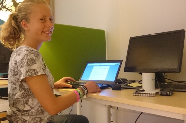 Nora Heyerdahl har vært ungdomsreporter og ferievikar i forskning.no med jevne mellomrom siden 2013. (Foto: Bjørnar Kjensli) Nora Heyerdahl har vært ungdomsreporter og ferievikar i forskning.no med jevne mellomrom siden 2013. (Foto: Bjørnar Kjensli)