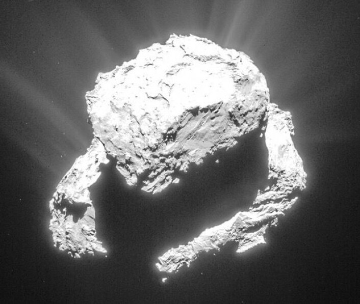 Slik kan en kometkjerne se ut, når lysforholdene er spesielle. Men hva synes du at du ser? (Bilde: ESA/Rosetta/NAVCAM, tatt 9. mars på 72 km avstand). (Foto: (Bilde: ESA/Rosetta/NAVCAM, tatt 9. mars på 72 km avstand)) Slik kan en kometkjerne se ut, når lysforholdene er spesielle. Men hva synes du at du ser? (Bilde: ESA/Rosetta/NAVCAM, tatt 9. mars på 72 km avstand). (Foto: (Bilde: ESA/Rosetta/NAVCAM, tatt 9. mars på 72 km avstand))