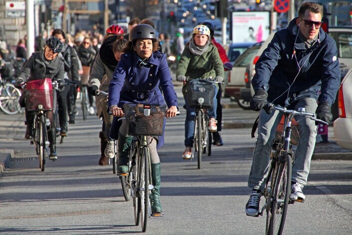 København. Tall fra 47 danske byer viste at uhellsrisikoen går ned når antall kilometer på sykkel øker. (Foto: Colourbox) København. Tall fra 47 danske byer viste at uhellsrisikoen går ned når antall kilometer på sykkel øker. (Foto: Colourbox)